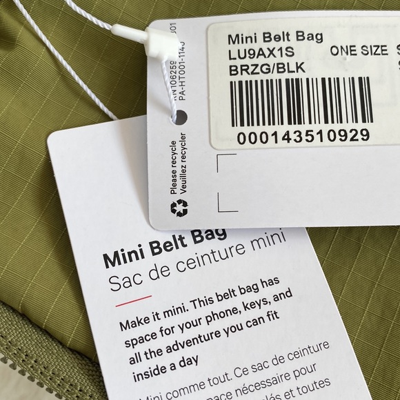 ❤️ Lululemon Mini Belt Bag Bronze Green/Black NWT - Picture 6 of 9